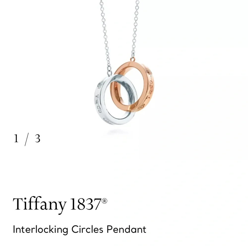 Tiffany & Co. Silver and Rubedo Rose Gold 1837 Interlocking Pendant - Picture 5 of 13